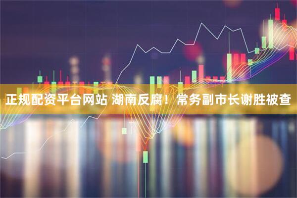 正规配资平台网站 湖南反腐！常务副市长谢胜被查